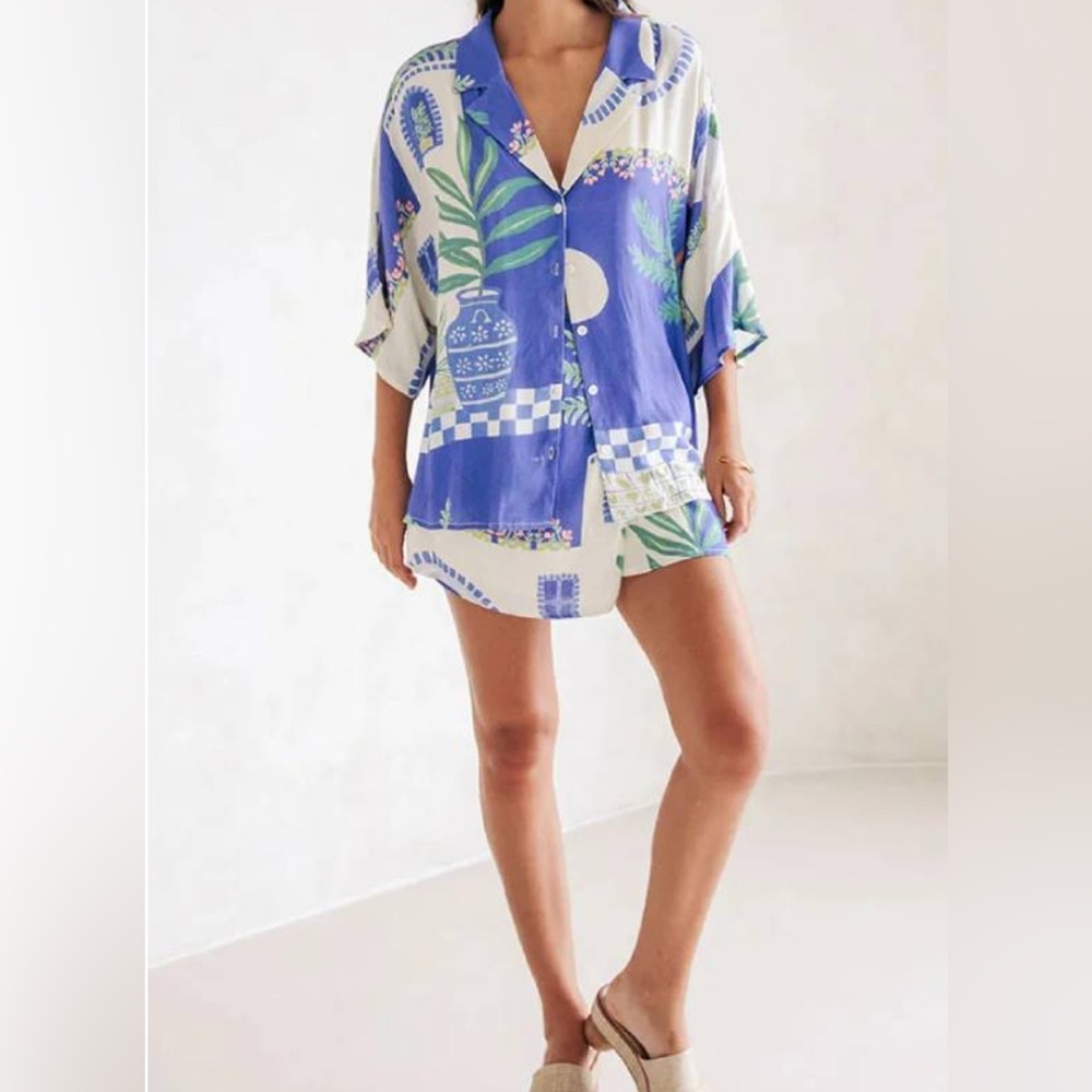 Fashion Holiday Print Shirt & Skirt Two-Piece Set